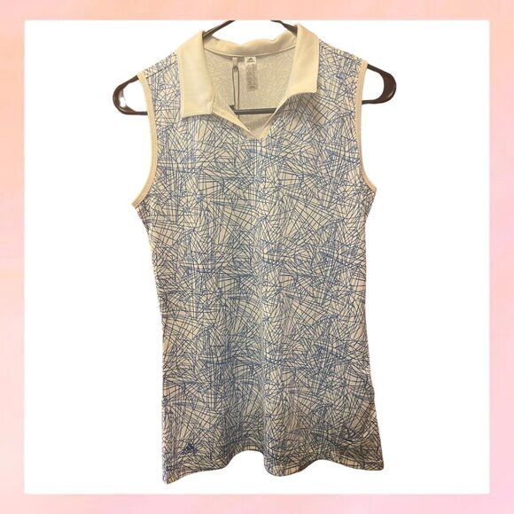 adidas Tops - Adidas Women's Sleeveless Golf Polo Shirt - New With Tags - Blue Abstract Print
